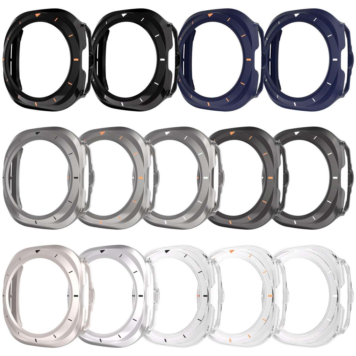 For Samsung Galaxy Watch Ultra / Ultra 2025 xDfind Scale Frame PC Hollow Watch ... (Black + White)