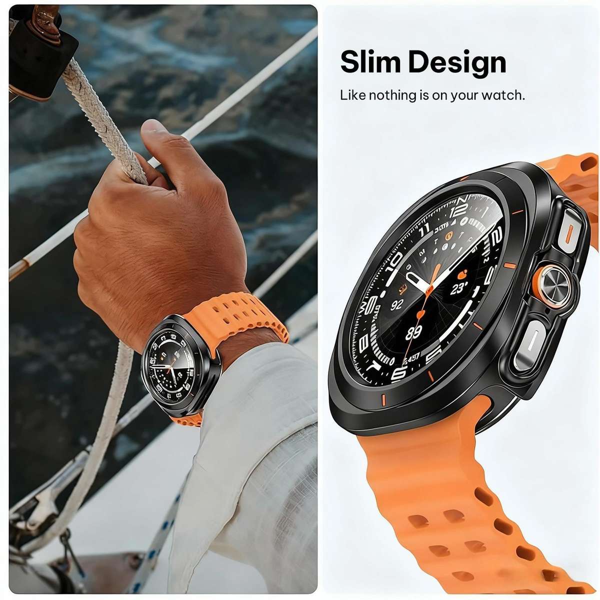 For Samsung Galaxy Watch Ultra / Ultra 2025 xDfind Scale Frame PC Hollow Watch ... (Black + White)