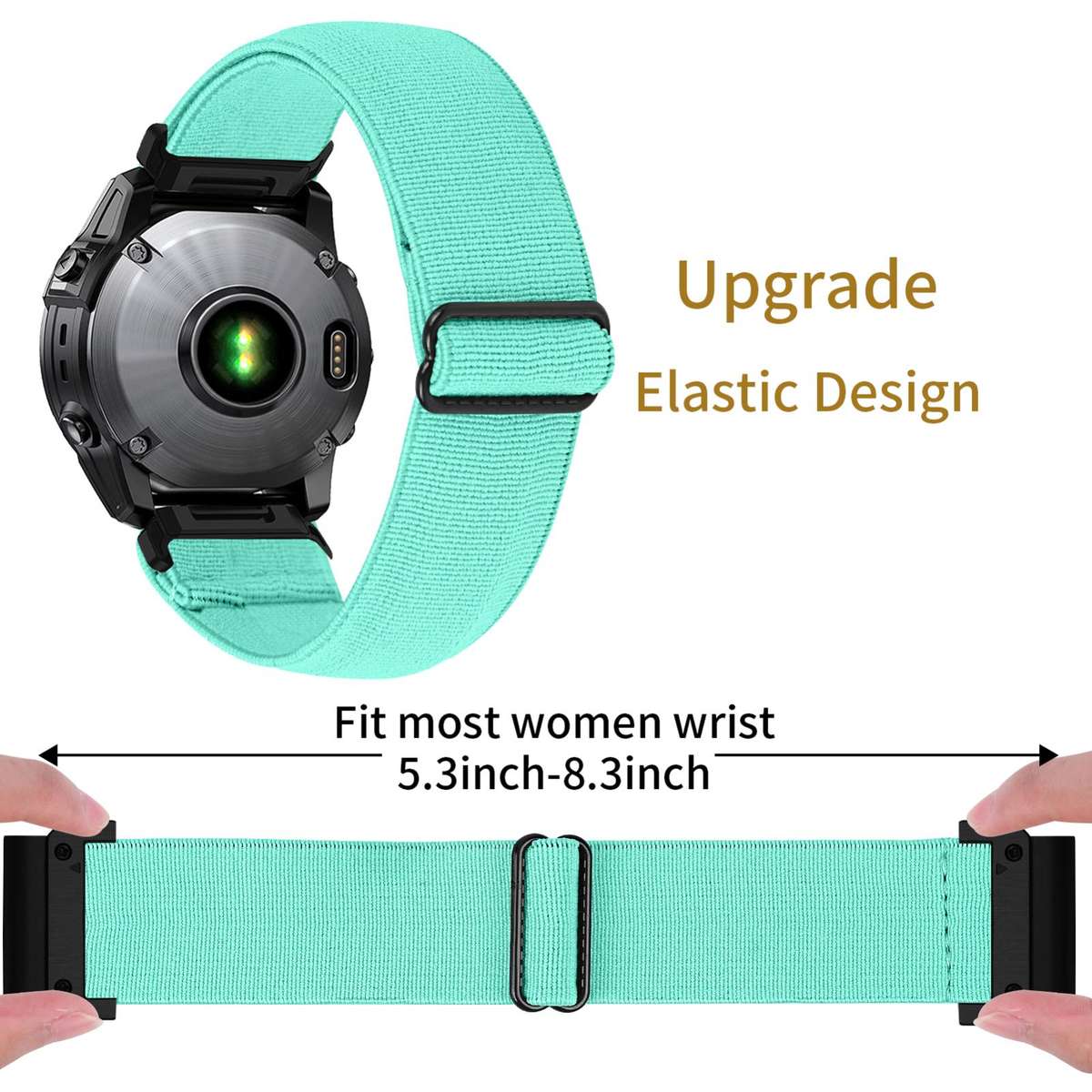 For Garmin 26mm Solid Color Elastic Nylon Watch Band(Mint Green)
