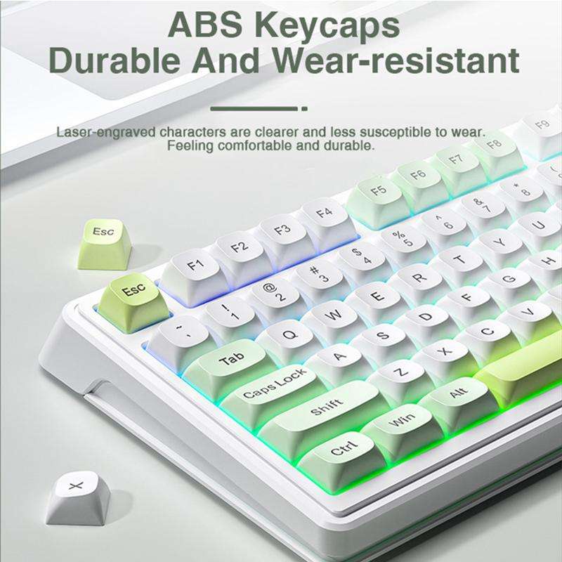 AULA F3099 99 Keys RGB Lighting Tri-Mode Gaming Keyboard(White Pink)