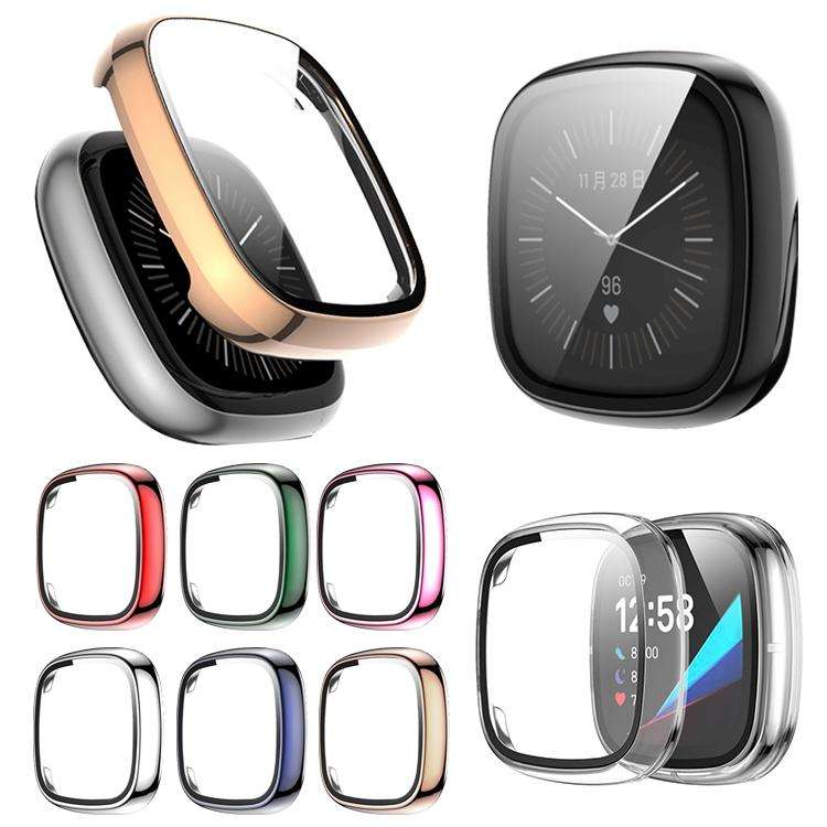 For Fitbit Versa 4 xDfind Tempered Film Integrated PC Watch Protective Cover(Green)