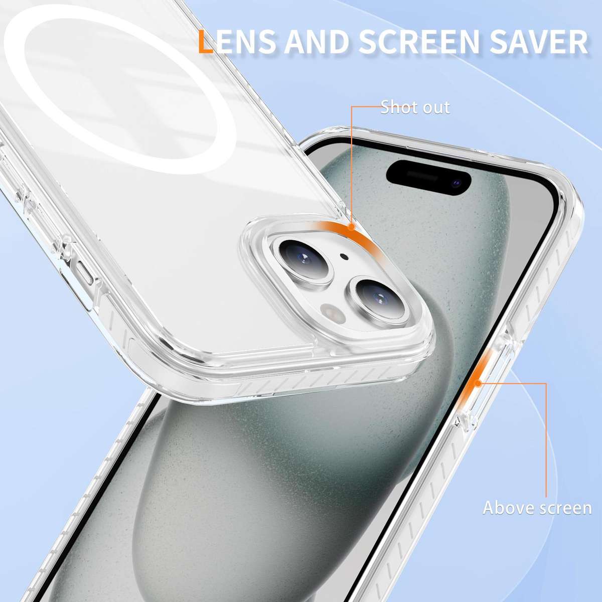 For iPhone 14 / 13 Crystal Shield Clear Magnetic Acrylic Hybrid TPU Phone Case(White)
