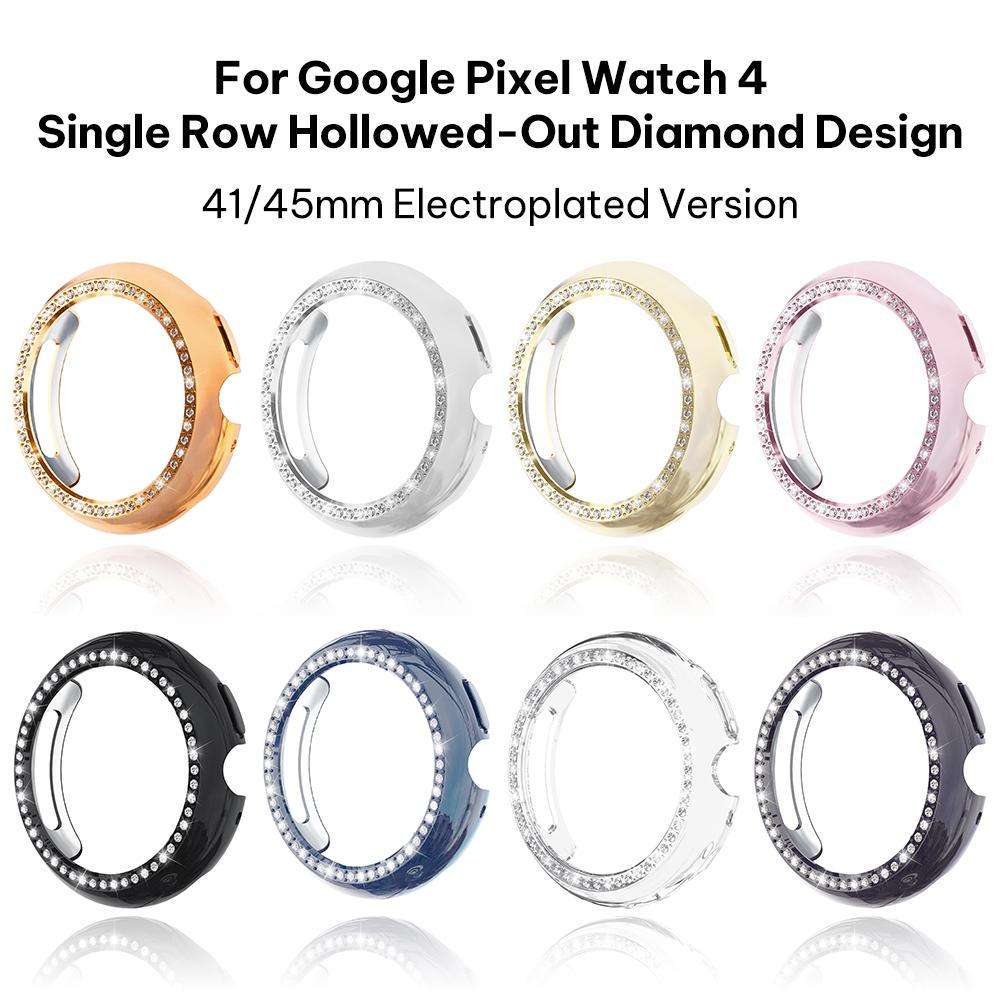 For Google Pixel Watch 4 / Watch 3 45mm xDfind Single Row Diamond Hollow PC Watch Cover(Pink)