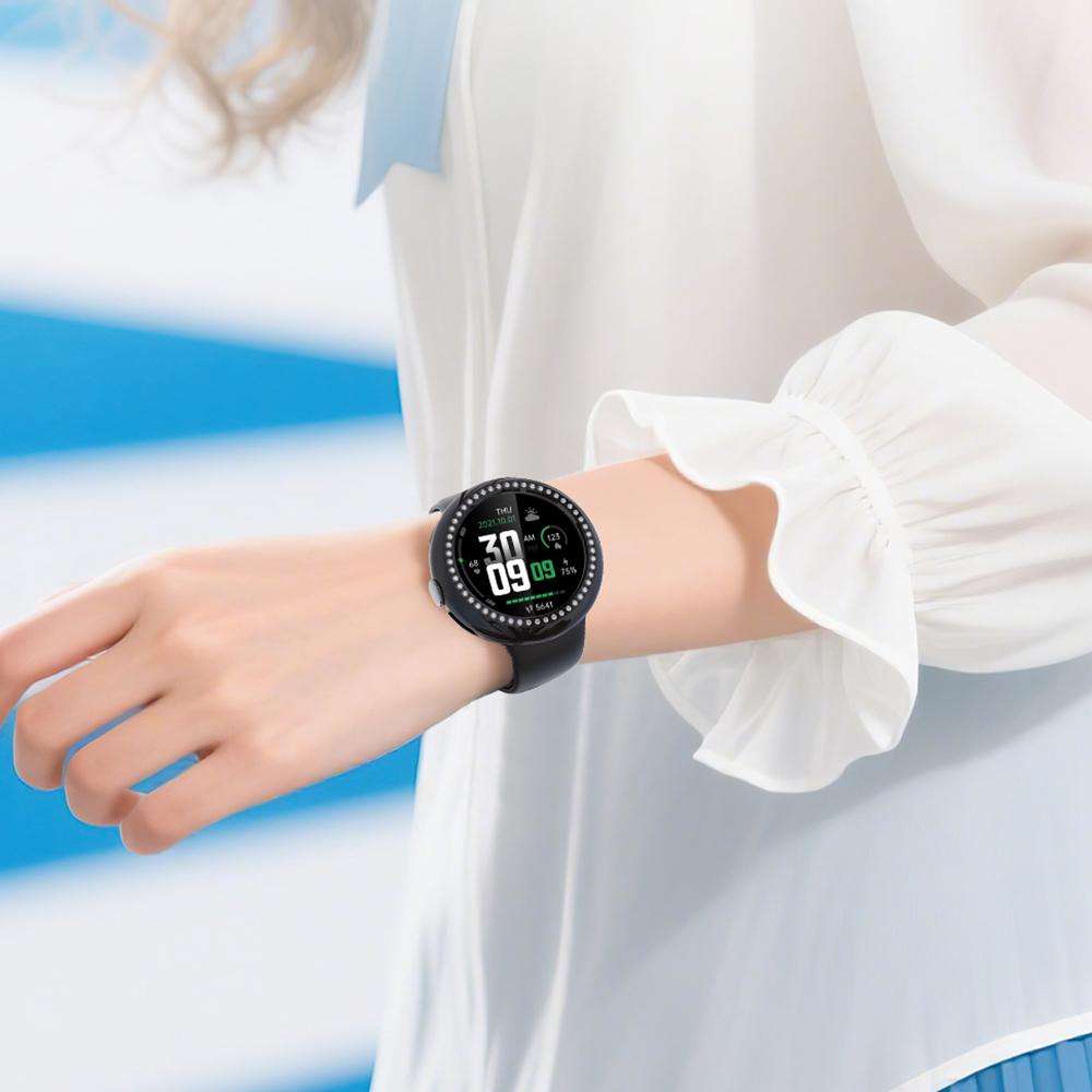 For Google Pixel Watch 4 / Watch 3 45mm xDfind Single Row Diamond Hollow PC Watch Cover(Silver)