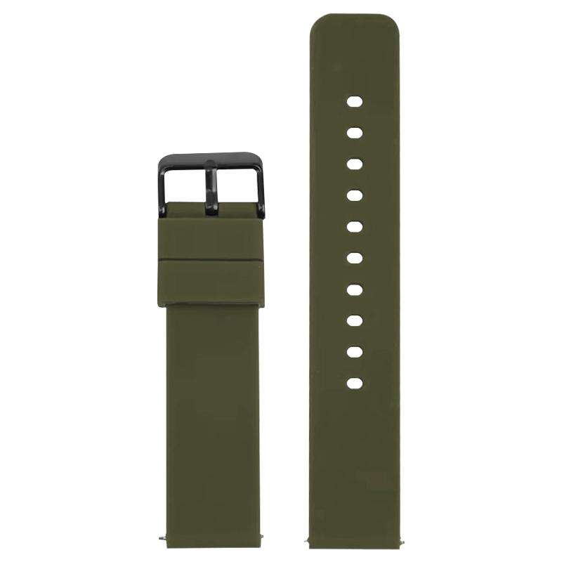 20mm xDfind Stainless Steel Black Pin Buckle Solid Color Silicone Waterproof Watc ... (Army Green)