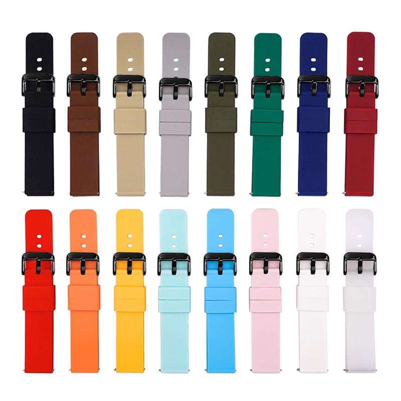 20mm xDfind Stainless Steel Black Pin Buckle Solid Color Silicone Waterproof Watc ... (Army Green)