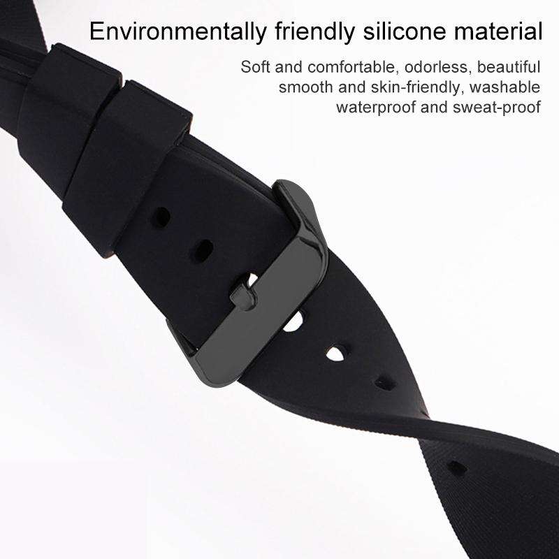 20mm xDfind Stainless Steel Black Pin Buckle Solid Color Silicone Waterproof Watc ... (Army Green)