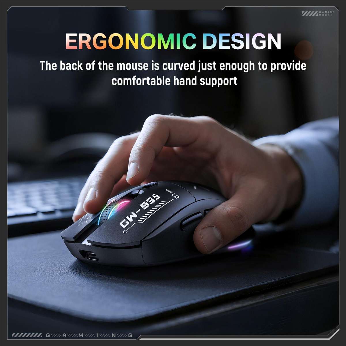 ONIKUMA CW935 12800DPI 2.4GHz + BT + Wired Tri-mode RGB Wireless Mouse(Black)