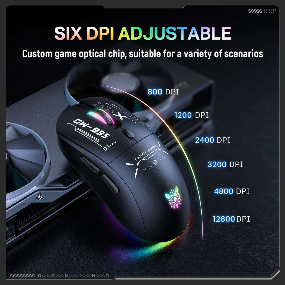 ONIKUMA CW935 12800DPI 2.4GHz + BT + Wired Tri-mode RGB Wireless Mouse(Black)