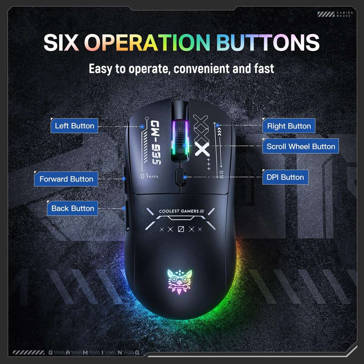 ONIKUMA CW935 12800DPI 2.4GHz + BT + Wired Tri-mode RGB Wireless Mouse(Black)