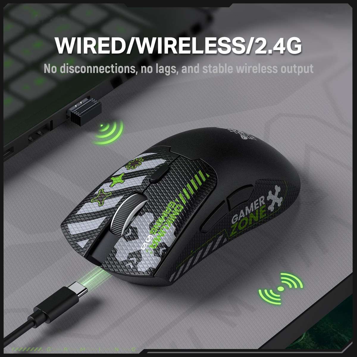 ONIKUMA DM01 12800DPI 2.4GHz + BT + Wired Tri-mode Gaming Mouse(Black)