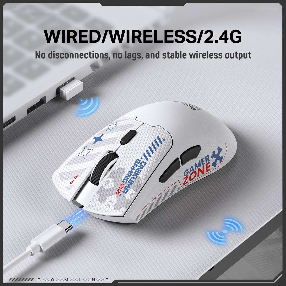 ONIKUMA DM01 12800DPI 2.4GHz + BT + Wired Tri-mode Gaming Mouse(Black)