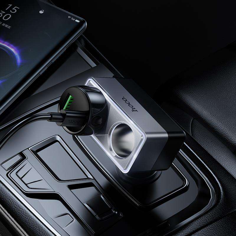 hoco Z65 Smart Dual Cigarette Lighter Car Charger(Black)