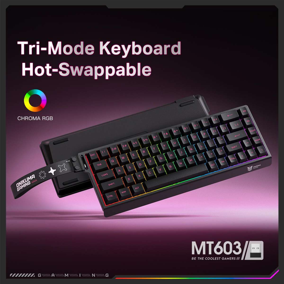 ONIKUMA MT603 68 Keys RGB Tri-mode Magnetic Switch Gaming Keyboard(Black)