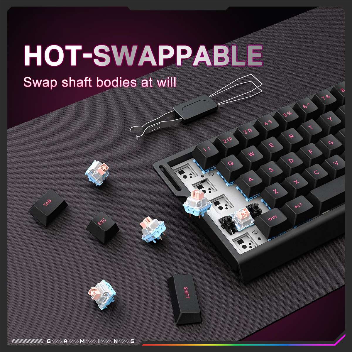 ONIKUMA MT603 68 Keys RGB Tri-mode Magnetic Switch Gaming Keyboard(Black)