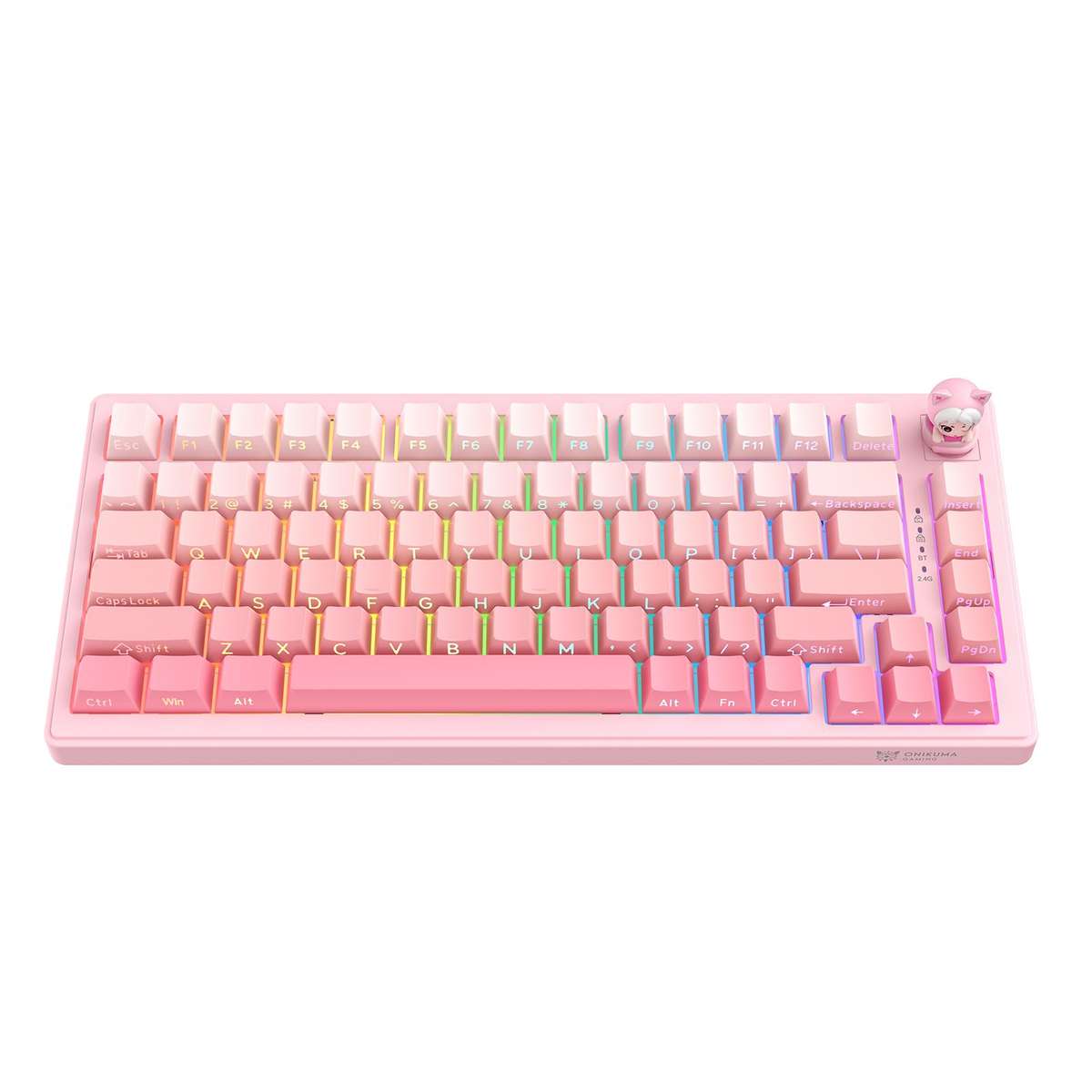 ONIKUMA MT707 82 Keys RGB Tri-mode Mechanical Gaming Keyboard(Pink)