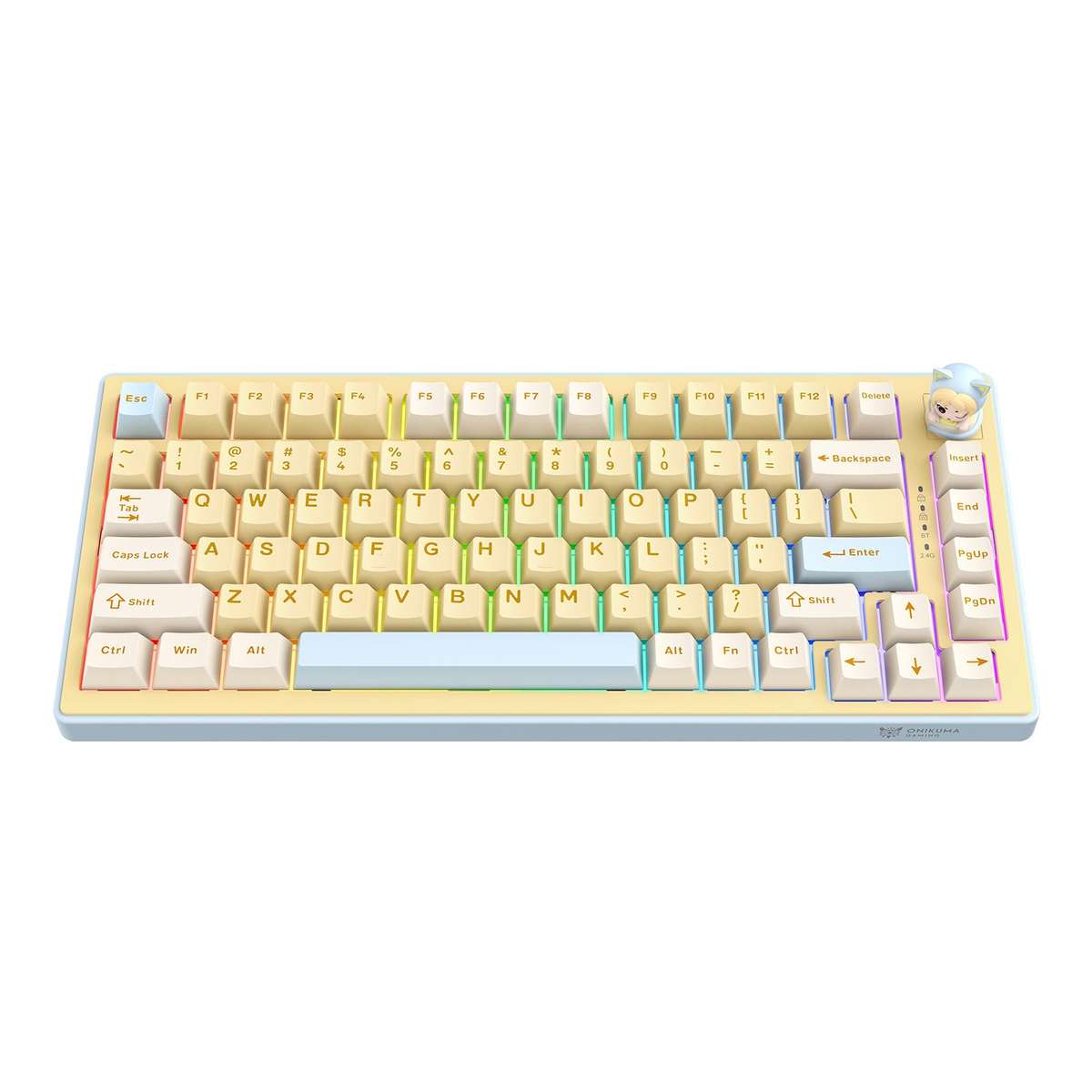 ONIKUMA MT707 82 Keys RGB Tri-mode Mechanical Gaming Keyboard(Pink)
