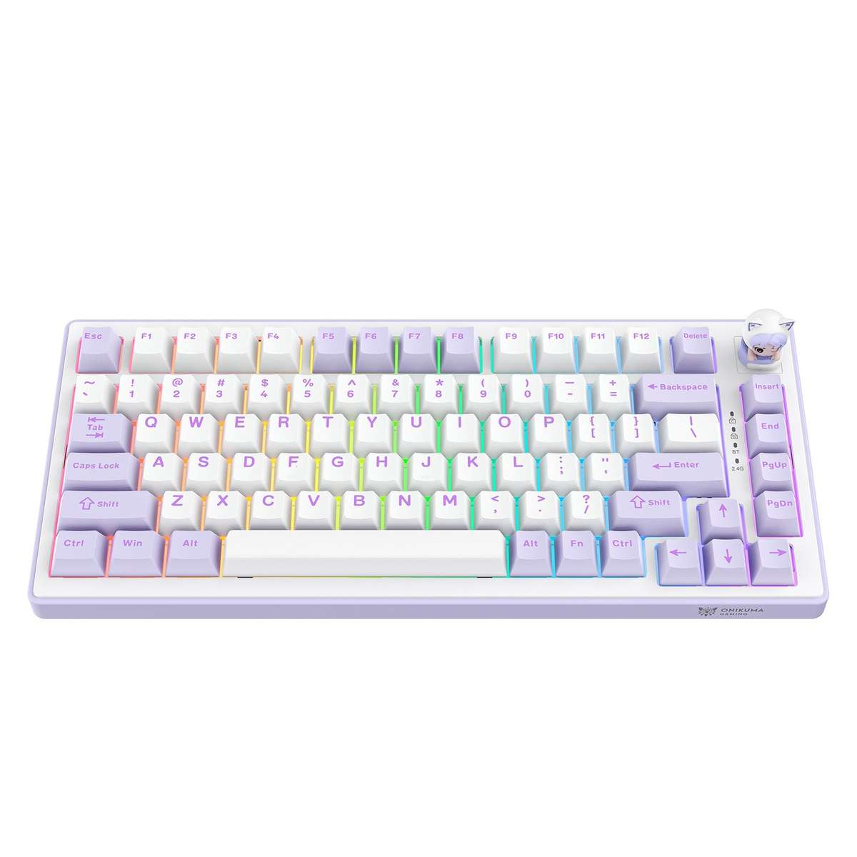 ONIKUMA MT707 82 Keys RGB Tri-mode Mechanical Gaming Keyboard(Pink)
