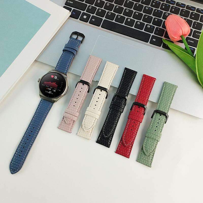 20mm xDfind Flat-head Woven Texture Pin Buckle Vegan Leather Watch Band(Beige)
