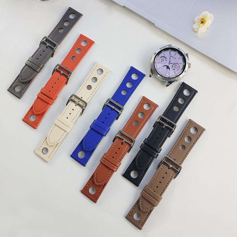 20mm xDfind Flat-head Hole Palm Texture Vegan Leather Watch Band(Grey)