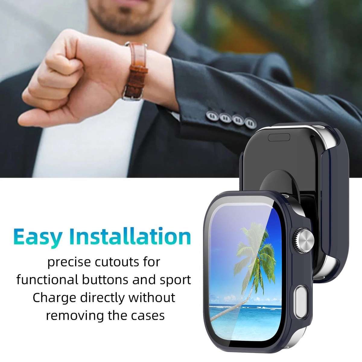 For Redmi Watch 6 xDfind Tempered Film Integrated PC Watch Protective Cover(Dark Blue)
