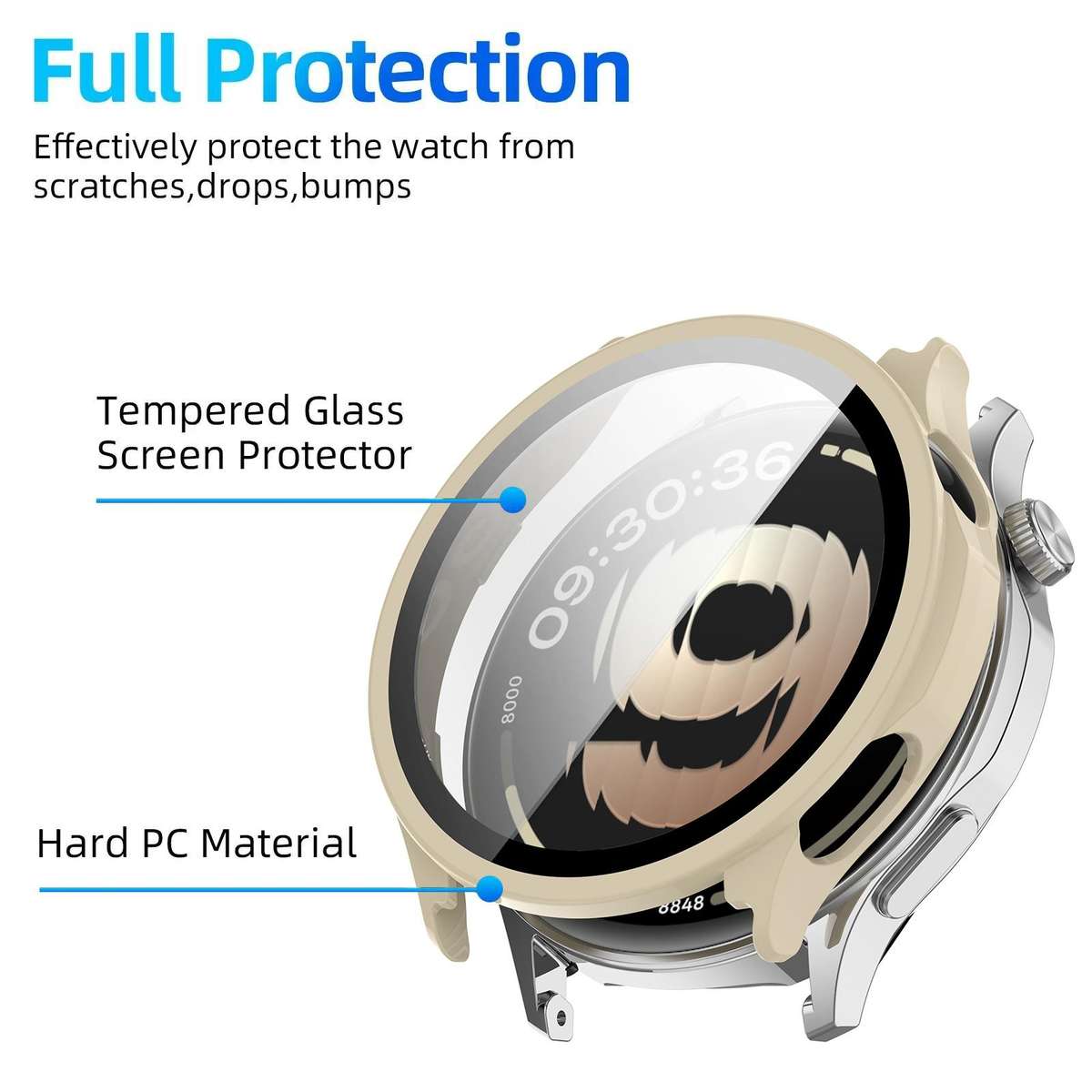 For OPPO Watch S xDfind Tempered Film Integrated PC Watch Protective Cover(Ivory White)