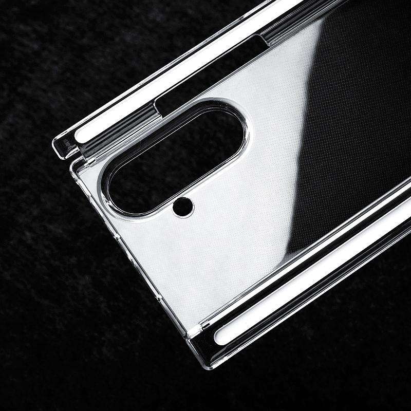 For Samsung Galaxy Z TriFold Transparent Dual Axis Dual Magnetic Strip PC Phone Case