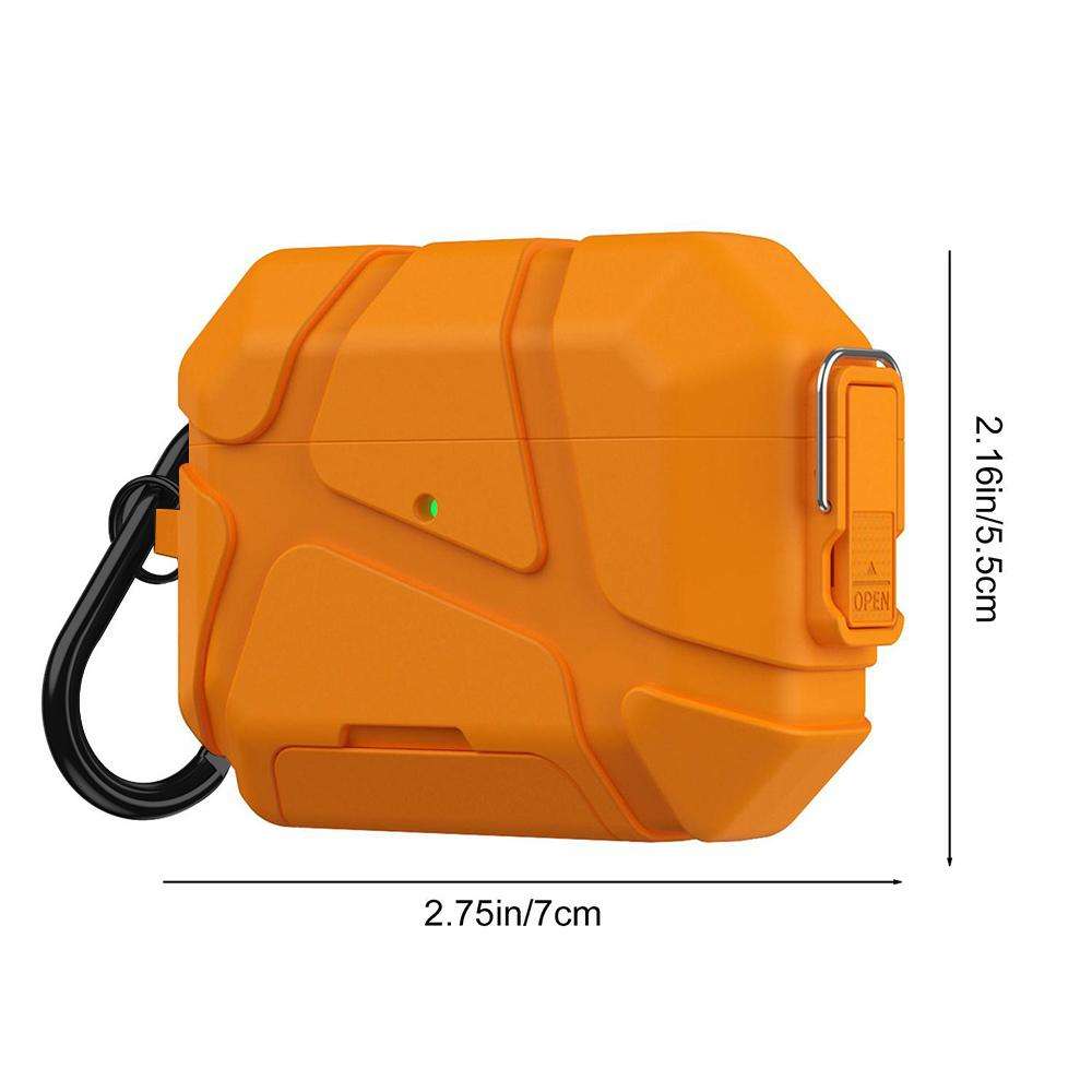 For AirPods Pro 2 / 1 XDcase Football-style Security Lock TPU Earbud Case with Hook & ... (Orange)