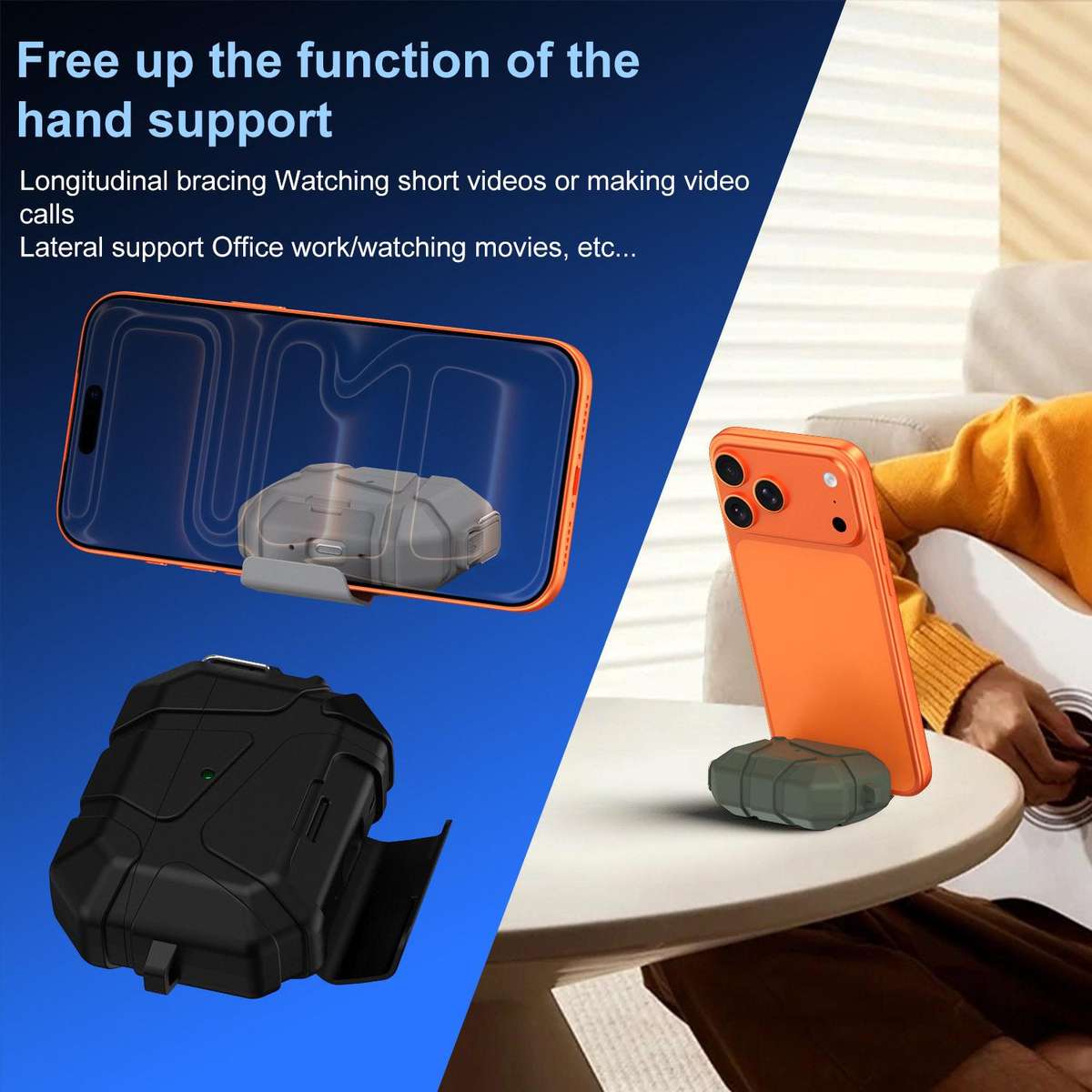 For AirPods Pro 2 / 1 XDcase Football-style Security Lock TPU Earbud Case with Hook & ... (Orange)