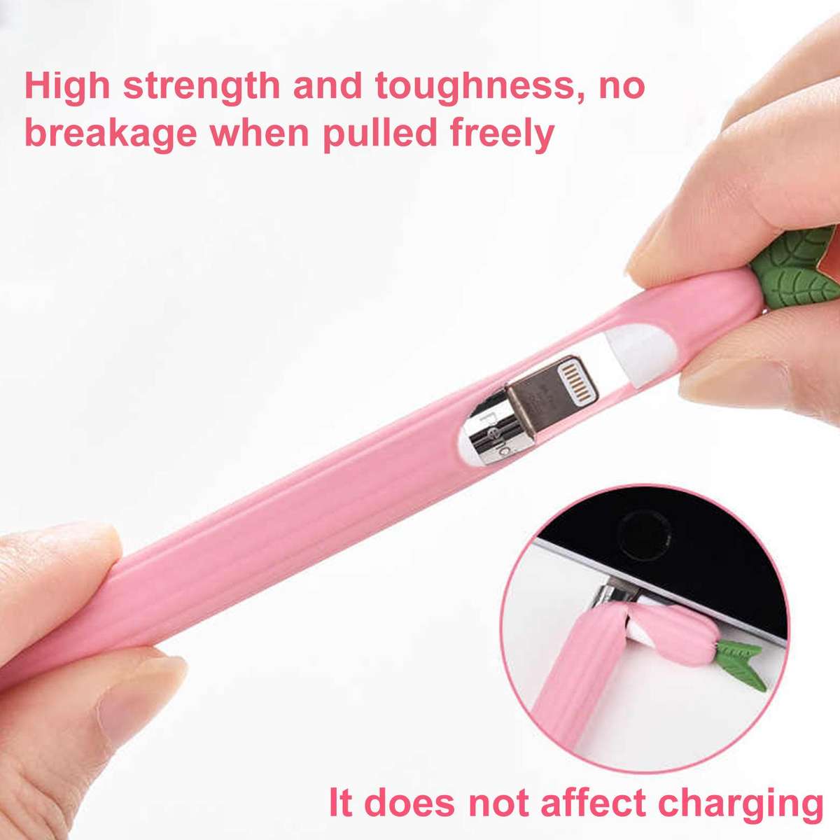 For Apple Pencil Pro / 2 XDcase Fruit & Veggie Anti-Slip Silicone Stylus Pen Sleeve(Peach)