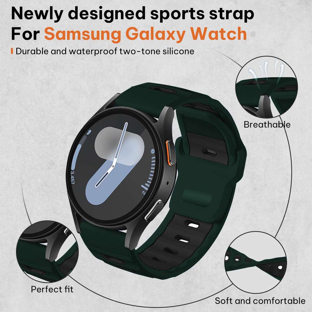 20mm xDfind Flat-head Dual-color Silicone Watch Band(Wilderness Green+Black)