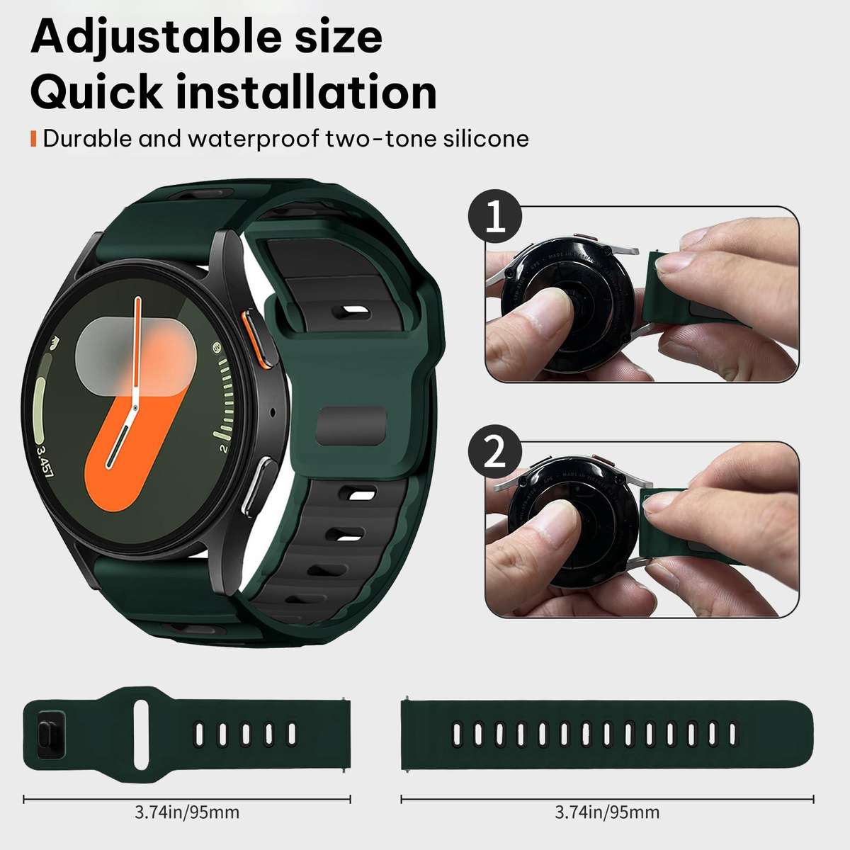 20mm xDfind Flat-head Dual-color Silicone Watch Band(Wilderness Green+Black)