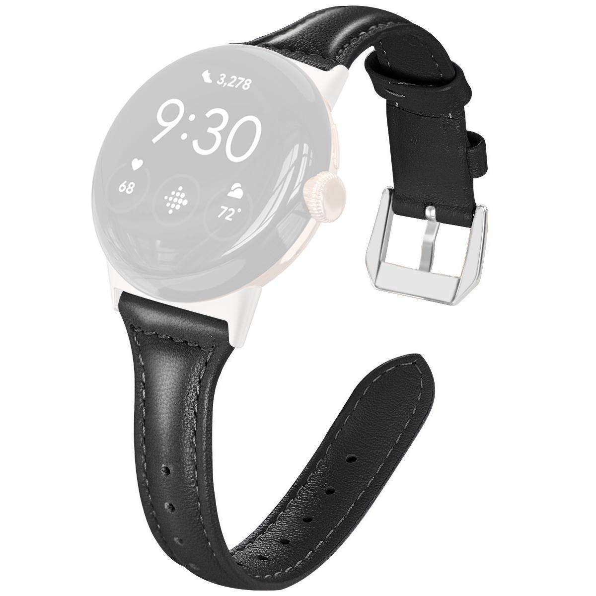 For Google Pixel Watch 5 / 4 / 3 / 2 / 1 41mm xDfind Slim Genuine Leather Watch Band(Brown)
