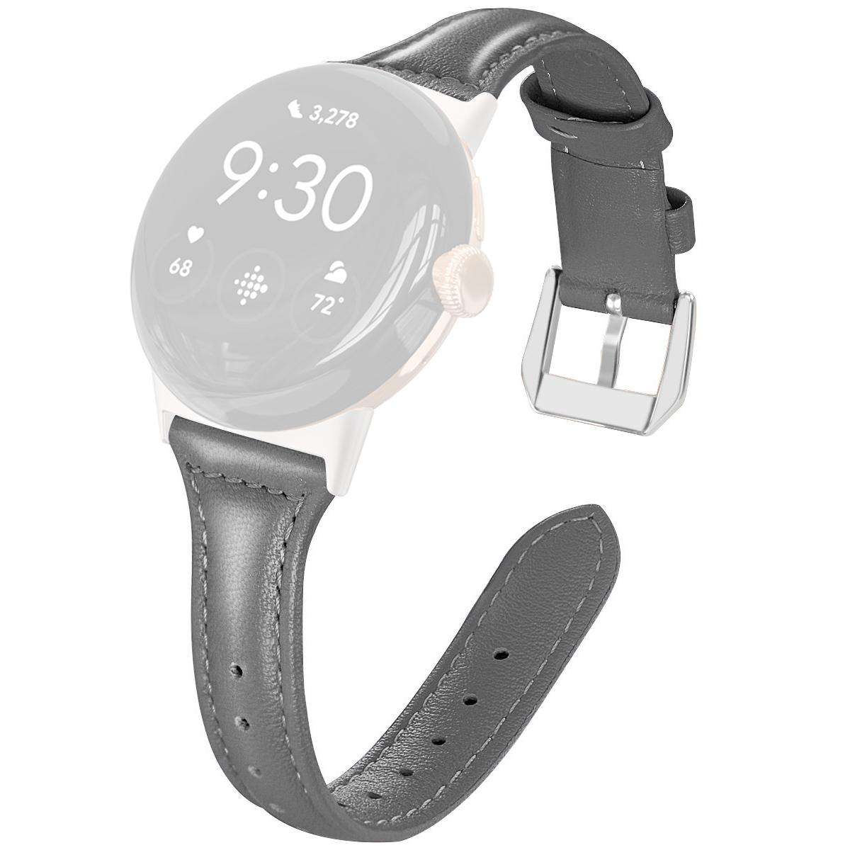 For Google Pixel Watch 5 / 4 / 3 / 2 / 1 41mm xDfind Slim Genuine Leather Watch Band(Brown)