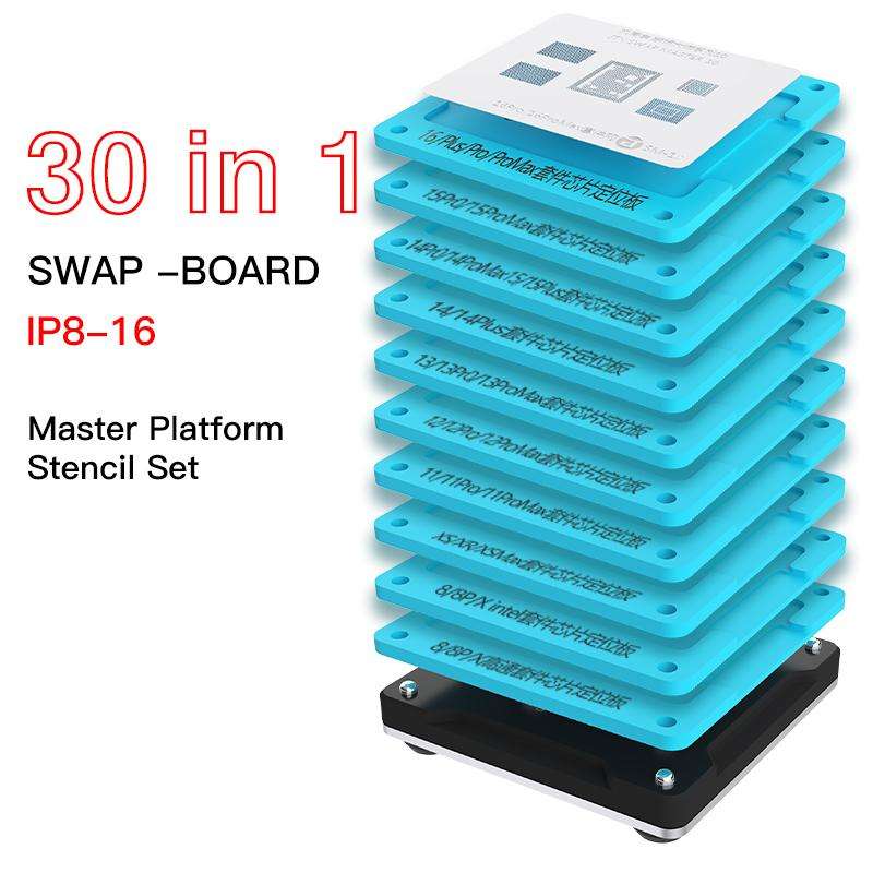 JTX SM Series Swap Board Chips BGA Reballing Stencil Platform Set for iPhone 8-16 Pro Max