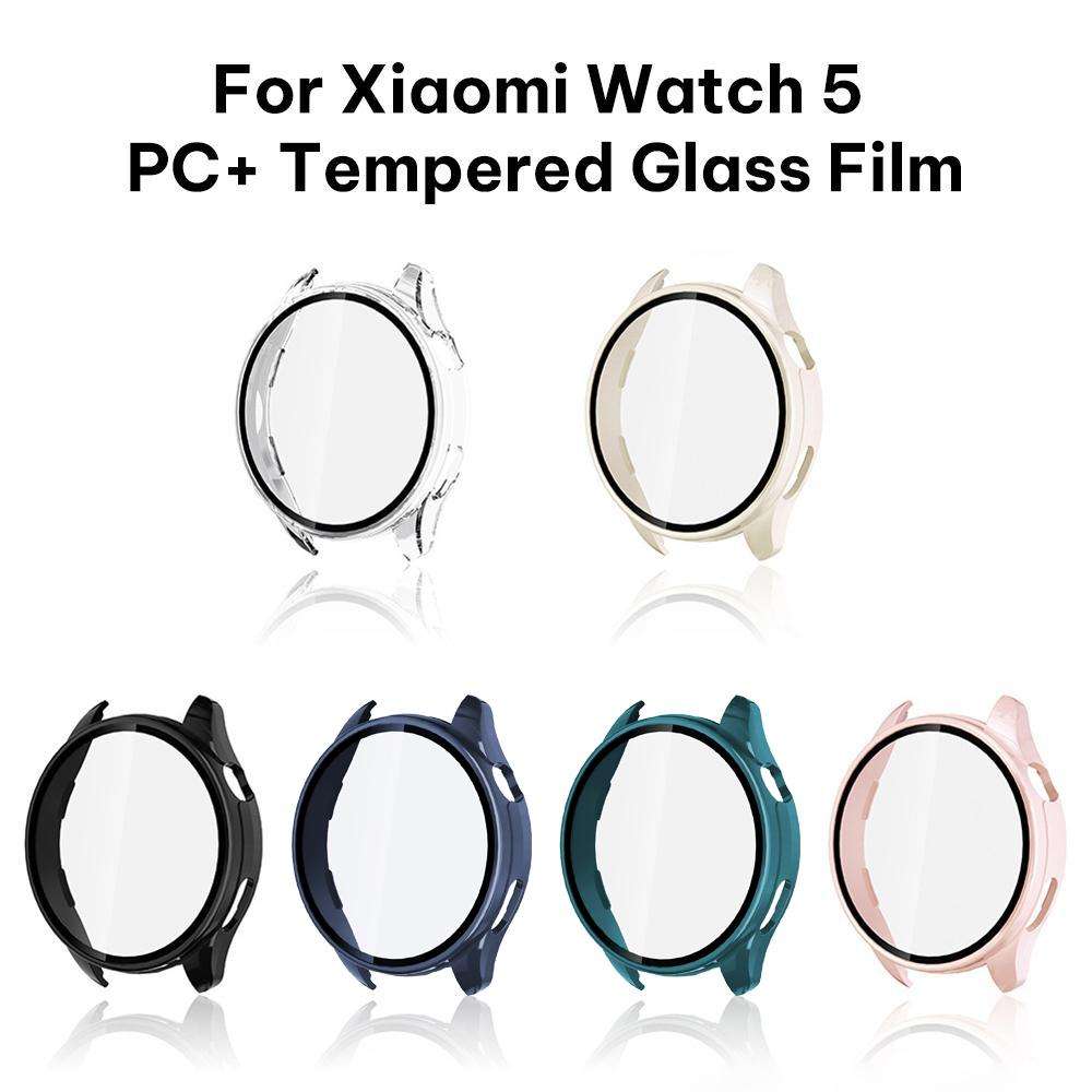 For Xiaomi Watch 5 xDfind Solid Color Tempered Film Integrated PC Watch Case(Black)