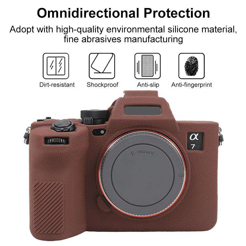 For Sony Alpha 7 V / ILCE-7M5 Litchi Texture Soft Silicone Protective Case(Coffee)