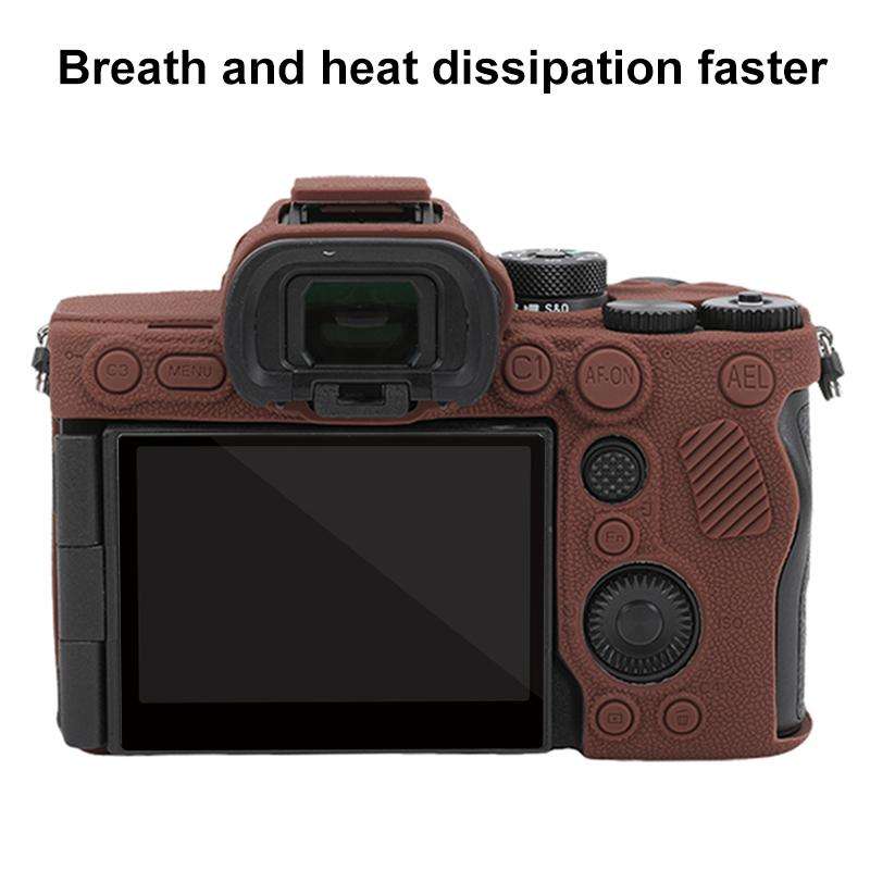 For Sony Alpha 7 V / ILCE-7M5 Litchi Texture Soft Silicone Protective Case(Coffee)