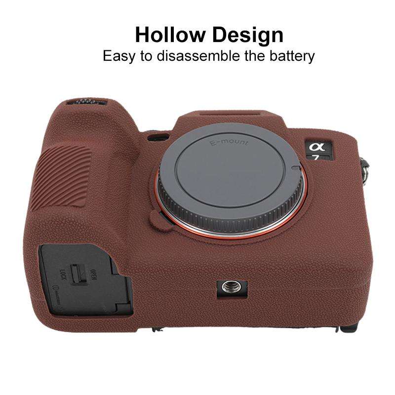 For Sony Alpha 7 V / ILCE-7M5 Litchi Texture Soft Silicone Protective Case(Coffee)