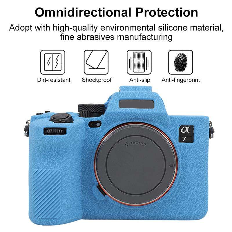 For Sony Alpha 7 V / ILCE-7M5 Litchi Texture Soft Silicone Protective Case(Blue)
