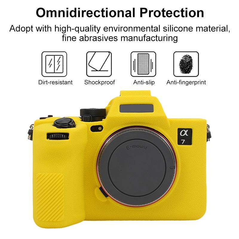 For Sony Alpha 7 V / ILCE-7M5 Litchi Texture Soft Silicone Protective Case(Yellow)