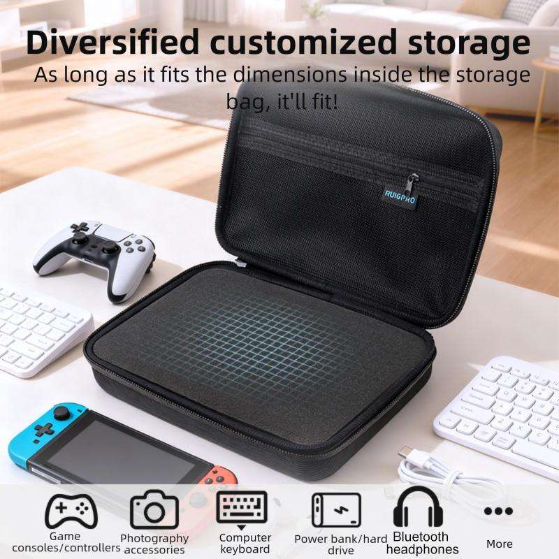 RUIGPRO DIY Multifunctional Digital Storage Bag Handbag, Size:31.5 x 23 x 7.5cm(Black)