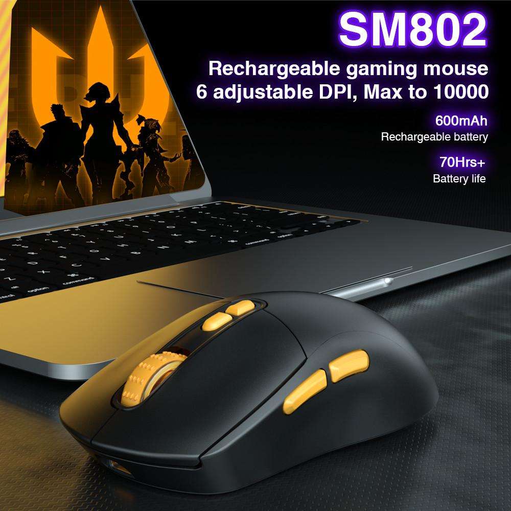 SOLAKAKA SM802 Ultra-light 2.4GHz + BT + Wired Tri-mode Wireless Mouse(White)