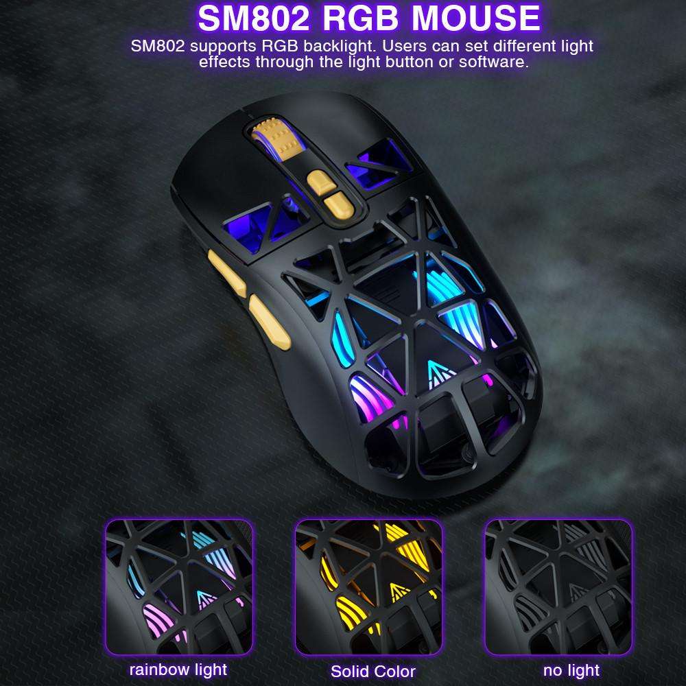SOLAKAKA SM802 Ultra-light 2.4GHz + BT + Wired Tri-mode Wireless Mouse(White)