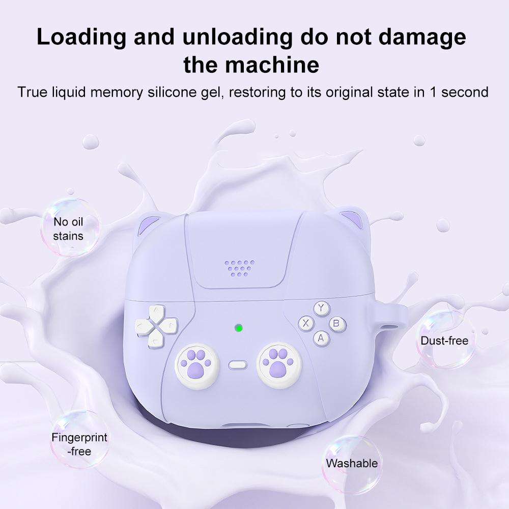 For Samsung Galaxy Buds3 / 3 Pro / 3 FE XDcase Retro Cat Cartoon Silicone Earbuds Case(Pink)