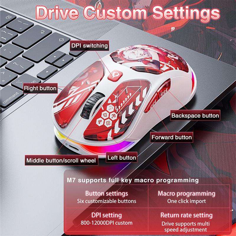 LINGBAO M7 IP Series Bluetooth 2.4G Wired Triple-Mode Wireless Mouse(Purple)