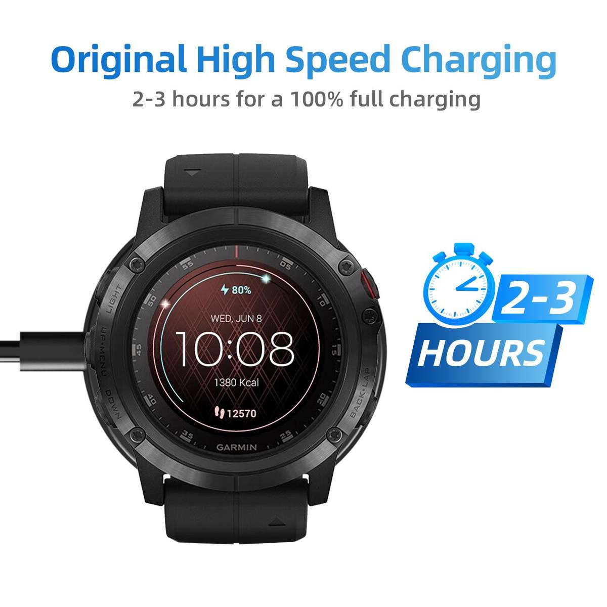 For Garmin Fenix 8 xDfind 2 in 1 USB to Type-C Integrated Watch Charging Base, Length: 1.2m(Black)