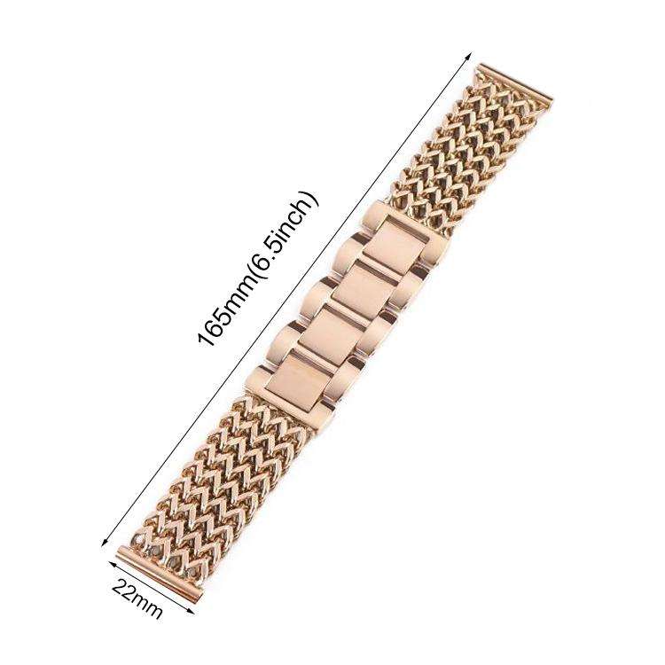 22mm xDfind Flat Head Herringbone Braided Stainless Steel Watch Band(Rose Gold)
