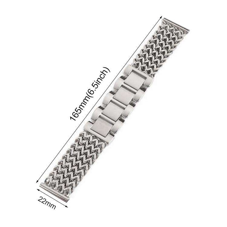 22mm xDfind Flat Head Herringbone Braided Stainless Steel Watch Band(Starlight)
