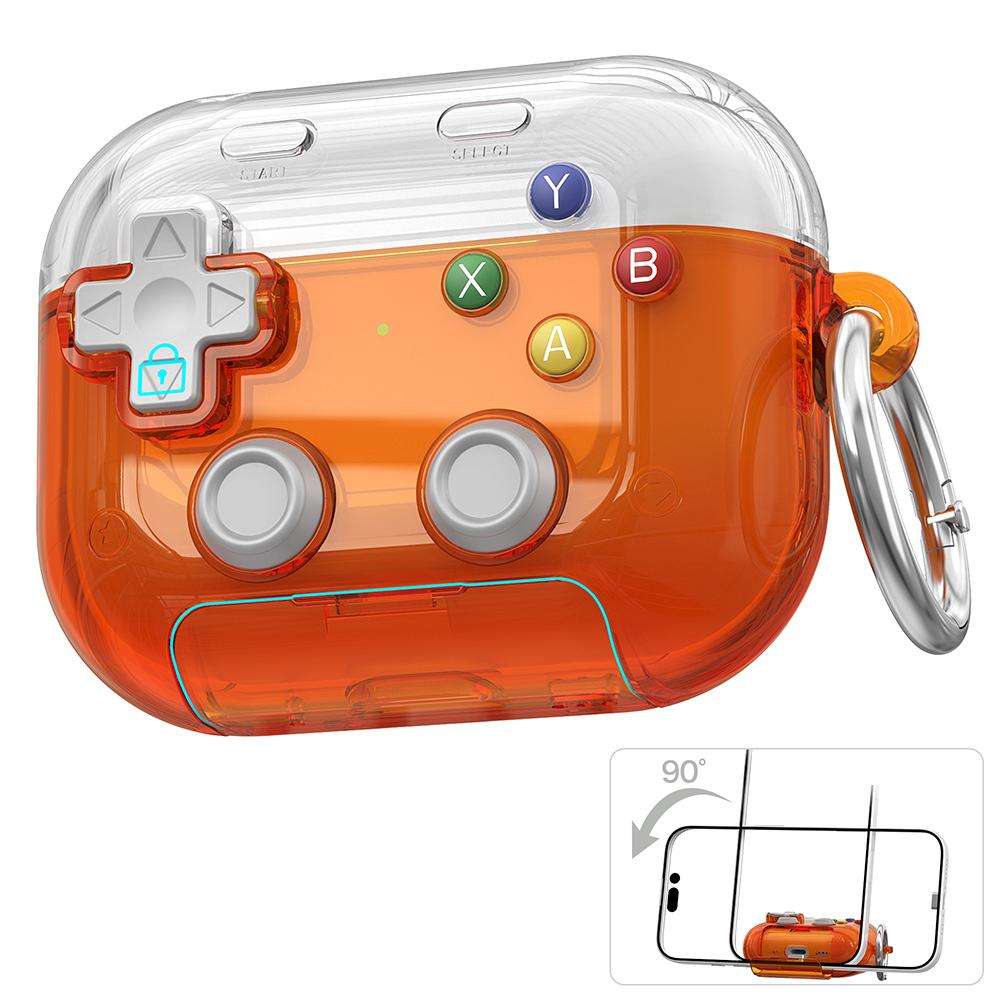For AirPods Pro 3 XDcase Transparent Retro Game Console Design Earbuds Ca ... (Transparent Orange)